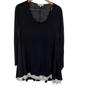 Umgee USA‎ Lined Black Tunic with Lace Bottom Size 1X